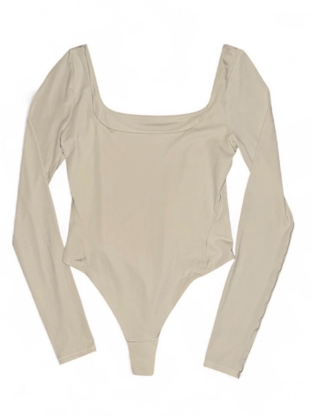 Lululemon Wundermost Ultra-Soft Nulu Square-Neck Long-Sleeve Bodysuit-Bone Sz XS